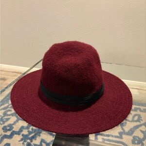Women’s Men's Burgundy Wool Cowboy Safari Hat With Band